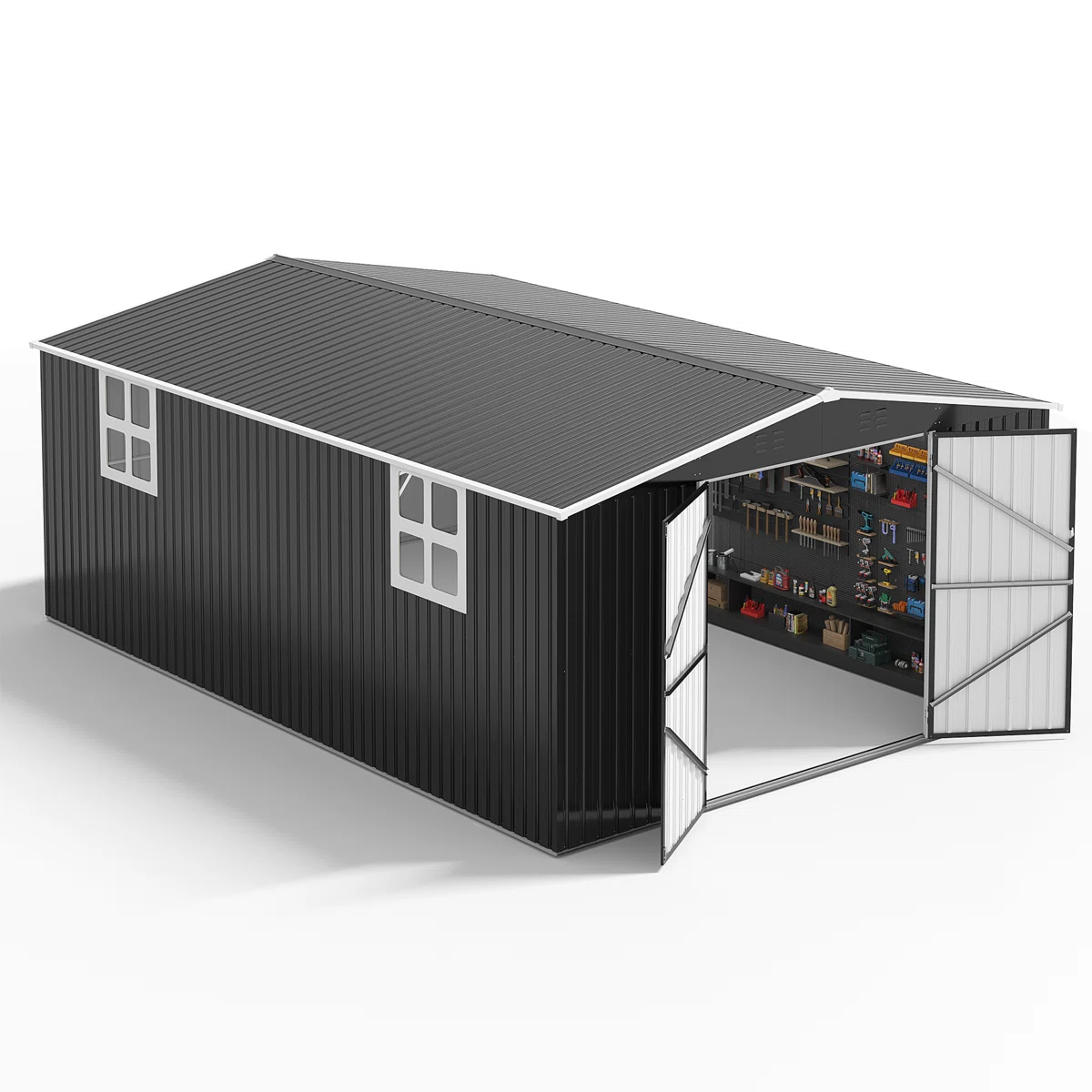 nex-mart-product-20-image-1 12 ft. W x 18 ft. D Large Outdoor Metal Shed, All-Steel Construction with Windows and Lockable Doors - Image 1