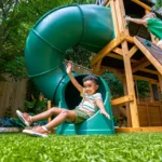 KidKraft Adventure Bend Two-Story Wood Swing Set with Clubhouse, Triple Slide, and Acrobar - Image 7