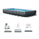 Intex 32′ x 16′ x 52″ Rectangular Ultra XTR Frame Above Ground Swimming Pool Set – 32 ft x 16 ft x 52 in