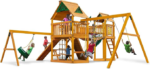 Gorilla Playsets Pioneer Peak Treehouse Wooden Swing Set with Tire Swing, and Clatter Bridge and Tower - Image 3