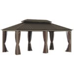 Sunmthink 12×20 ft Hardtop Gazebo with Double Roof