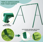 440lbs Extra Large Metal Swing Frame with 5 Hanging Hooks, Heavy Duty A-Frame Swing Stand - Image 4