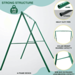 440lbs Extra Large Metal Swing Frame with 5 Hanging Hooks, Heavy Duty A-Frame Swing Stand - Image 5