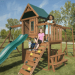 Knightsbridge Plus Complete Wooden Outdoor Playset with Monkey Bars, Slide, Rock Wall and Swing Set Accessories - Image 6