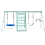 Swing Sets with Saucer Swing,Belt Swing,Trapeze Bar,Climbing Rope,Climbing Ladder - Image 5