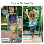 Swing Sets with Saucer Swing,Belt Swing,Trapeze Bar,Climbing Rope,Climbing Ladder - Image 7