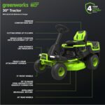 Greenworks 60V 30” CrossoverT Riding Lawn Tractor with 8.0 Ah - Image 4