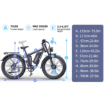 Ridstar E26 PRO Electric Bike 48V 23Ah Battery 1000W*2 Dual Motors 26*4.0inches Tires 50-75KM Max Mileage 15 - Image 6
