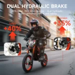 X1 Spark Electric Dirt Bike, 4500W Peak up to 60 Miles, 50MPH, 60V 28.8Ah Battery E-Bike, 14″/12″ Fat Tire Electric Motorcycle for Mountain off-Road Adults, E-Mountain Bike, Comply with UL2849 by SGS - Image 7